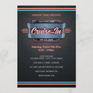 Neon Cruise-in-inbjudan Inbjudningar