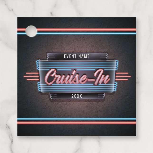 Neon Cruise-in-Märkre Gåvor Etiketter (Framsida)