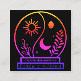 Neon Crystal Boll Psychic Medium Black Unique Fyrkantigt Visitkort