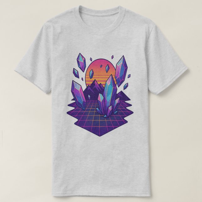 Neon Crystalscape - 80:s förspel Gem Vibes T Shirt (Design framsida)