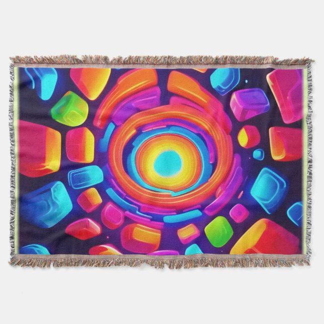 Neon Cube Vortex Art Filt (Framsidan)