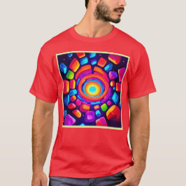 Neon Cube Vortex Art T Shirt