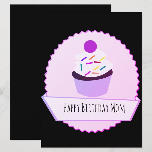 Neon Cupkaka Grattis på födelsedagen Banner (Fram/baksida)