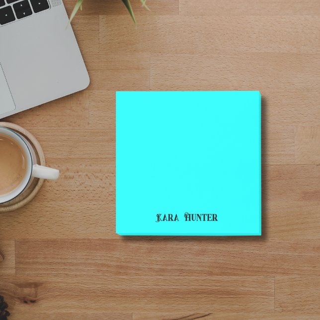 Neon Cyan Professionell Minimalistisk Svart Skrift Post-it Block (Skapare uppladdad)