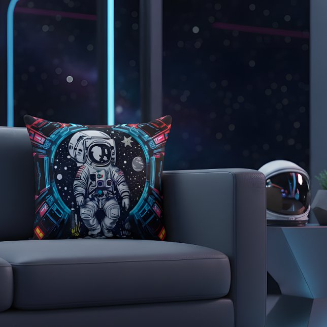 Neon Cyber Astronaut Kudde (Skapare uppladdad)