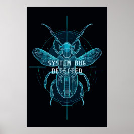 Neon Cyber Bug upptäckt IT programmerare humor Poster