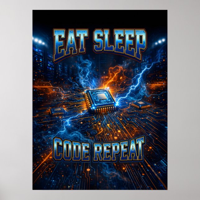 Neon Cyber CPU Tech Grafik Poster (Framsidan)
