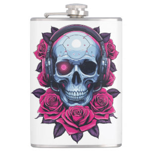 Neon Cyber Death Skull och Ro White Fickplunta