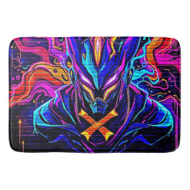 Neon Cyber Guardian Art Badrumsmatta