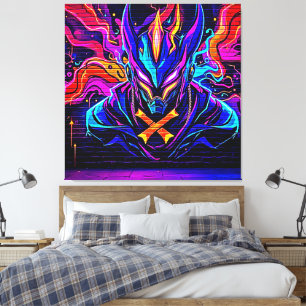 Neon Cyber Guardian Art Canvastryck