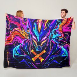 Neon Cyber Guardian Art Fleecefilt