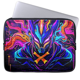 Neon Cyber Guardian Art Laptop Fodral