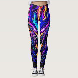 Neon Cyber Guardian Art Leggings