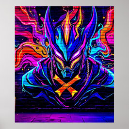 Neon Cyber Guardian Art Poster