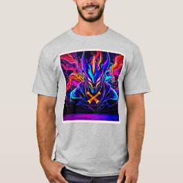 Neon Cyber Guardian Art T Shirt