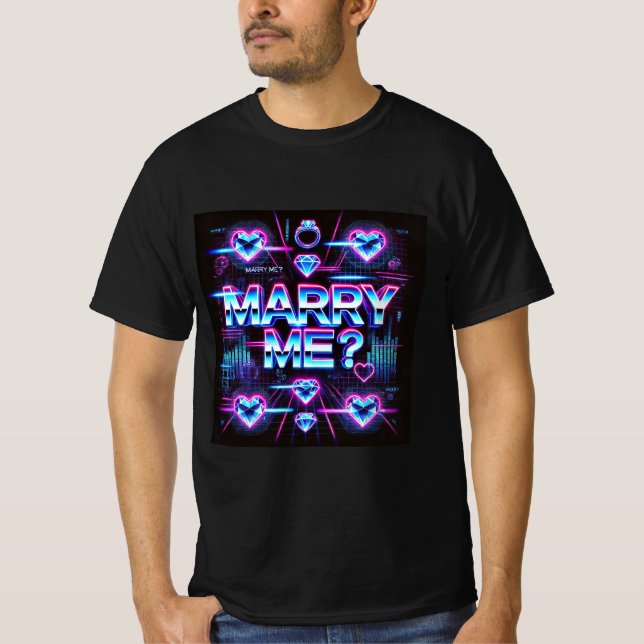 Neon Cyber Kärlek Marry Me Manar Tshirt T Shirt (Framsida)