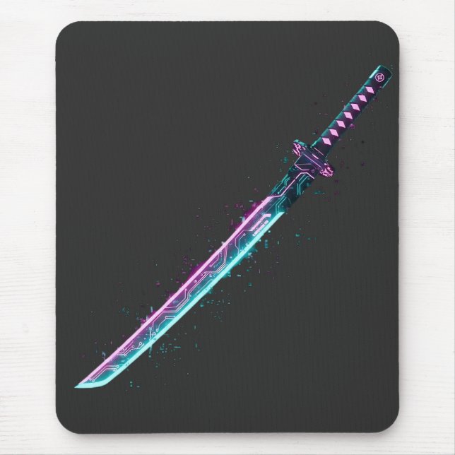 Neon Cyber-Katana: Digital Blade Tech musmatta (Framsidan)