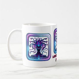 Neon Cyber Medusa - Futuristiska Gorgon Art Kaffemugg