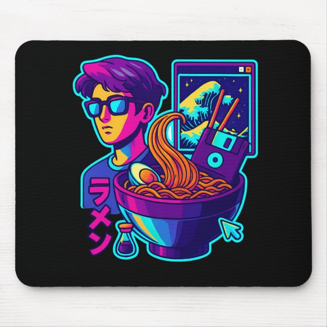 Neon Cyber Ramen - Vaporwave Retro Aesthetic Art Musmatta (Framsidan)