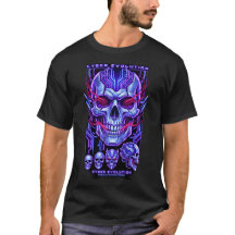 Neon Cyber Skalle Futuristisk Streetwear Grafisk T