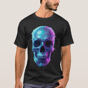Neon Cyber Skalle Mörk Estetisk T-Shirt – Futurist