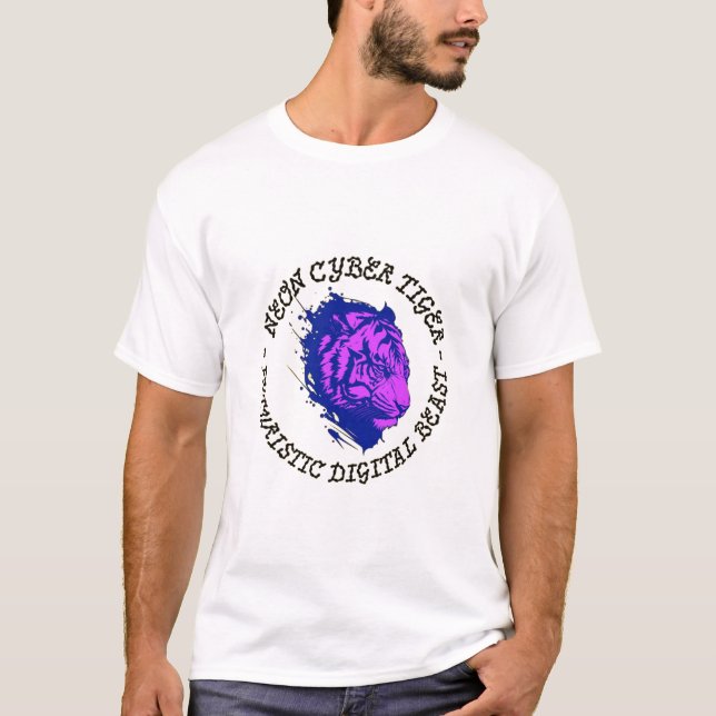 Neon Cyber Tiger – Futuristisk Glöd T-Shirt (Framsida)