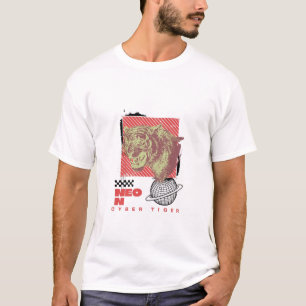 Neon Cyber Tiger – Futuristisk Glöd T-Shirt