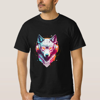 Neon Cyber Varghuvudhörlurar Y2K T Shirt