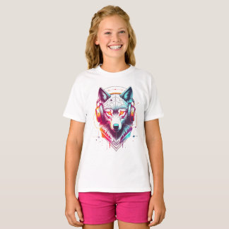 Neon Cyber Varghuvudhörlurar Y2K T Shirt