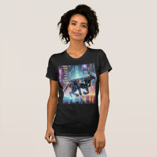 Neon Cybernetic Cheetah Sprint Tee T-Shirt Design