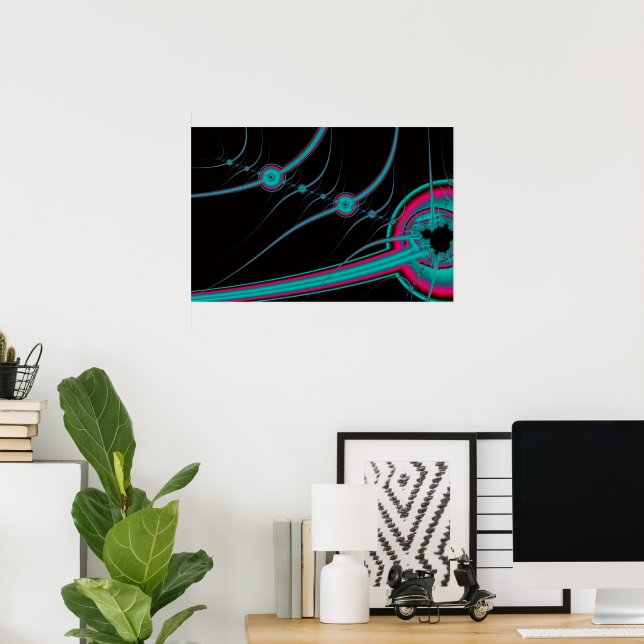 NEON CYBERNETISK ABSTRAKT KONST POSTER (Hemmakontoret)