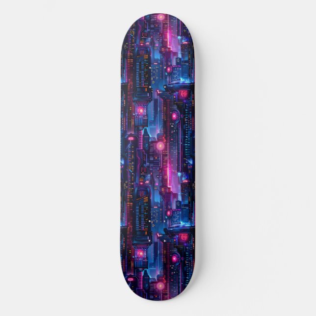 Neon Cyberpunk Anime Japansk Skateboard (Framsida)