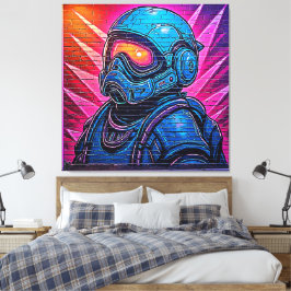 Neon Cyberpunk Astronaut Canvastryck