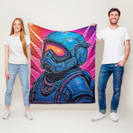 Neon Cyberpunk Astronaut Fleecefilt