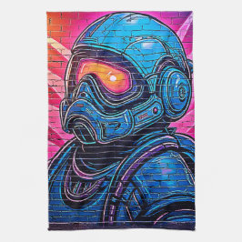 Neon Cyberpunk Astronaut Kökshandduk