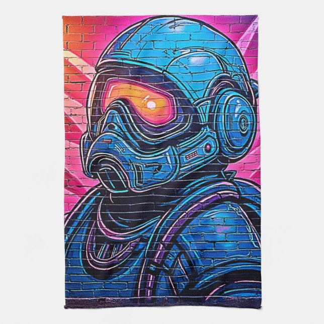 Neon Cyberpunk Astronaut Kökshandduk (Vertikal)