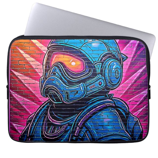 Neon Cyberpunk Astronaut Laptop Fodral (Framsidan)