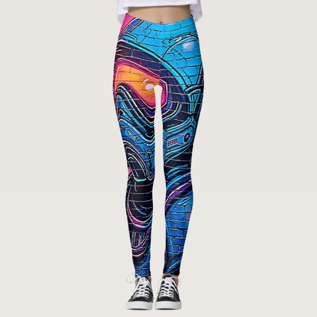 Neon Cyberpunk Astronaut Leggings (Framsida)