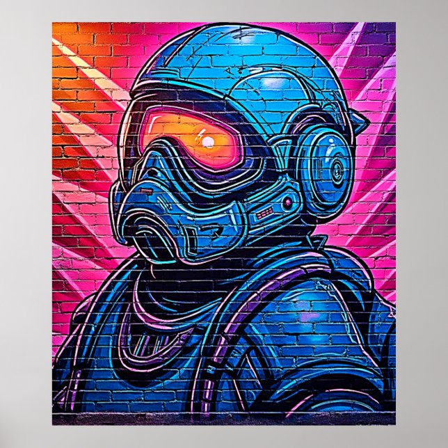 Neon Cyberpunk Astronaut Poster (Framsidan)