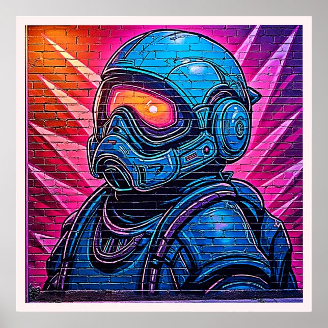 Neon Cyberpunk Astronaut Poster (Framsidan)