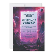 Neon Cyberpunk Astronaut Rymdfödelsedag
