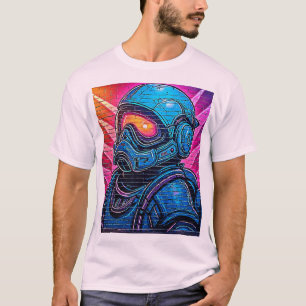 Neon Cyberpunk Astronaut T Shirt