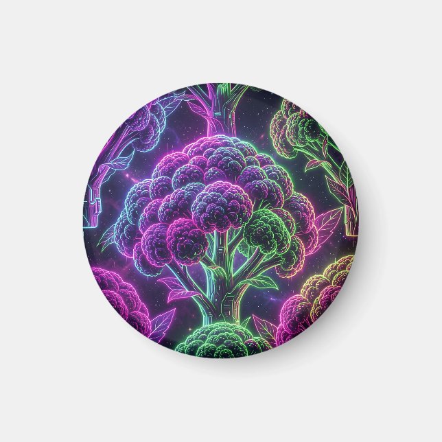 Neon Cyberpunk Blomkålsgalax Magnet (Framsidan)