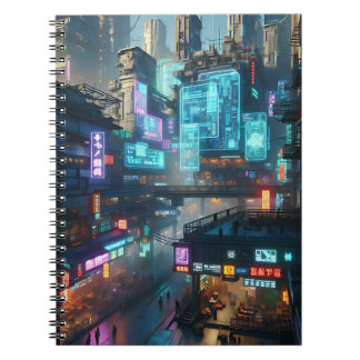 Neon Cyberpunk City - Futuristiska Urban Design Anteckningsbok