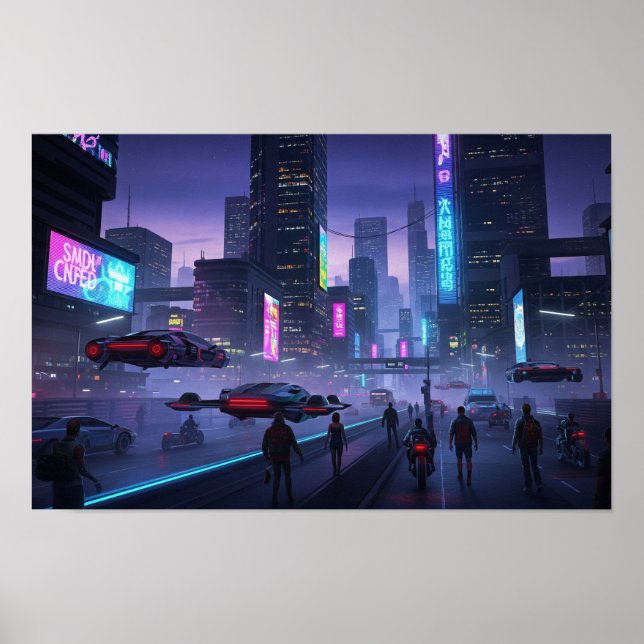 Neon Cyberpunk Cityscape Poster (Framsidan)