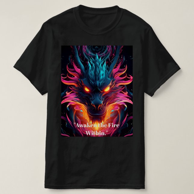 Neon Cyberpunk Drak Grafisk T-Shirt - Ren Mini (Design framsida)