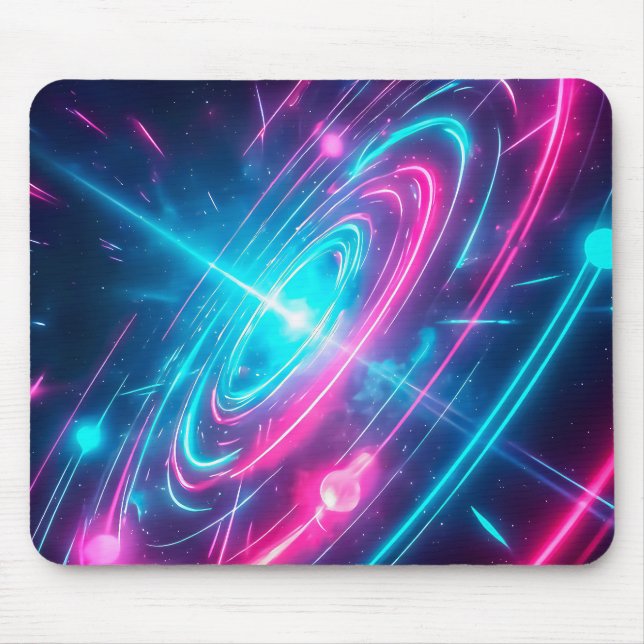 Neon Cyberpunk Glödande Galax Ljusspår Musmatta (Framsidan)