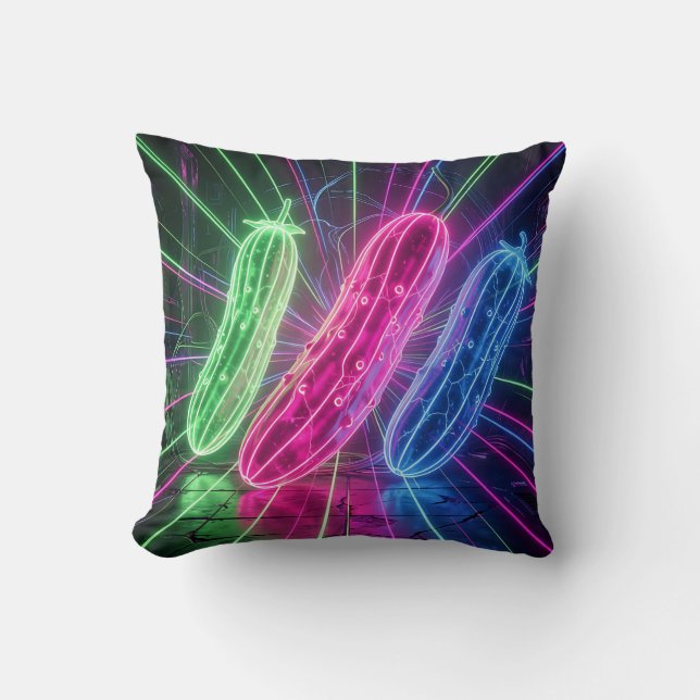 Neon Cyberpunk Lysande Gurkor Kudde (Framsida)