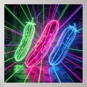 Neon Cyberpunk Lysande Gurkor Poster