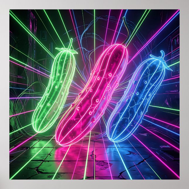 Neon Cyberpunk Lysande Gurkor Poster (Framsidan)